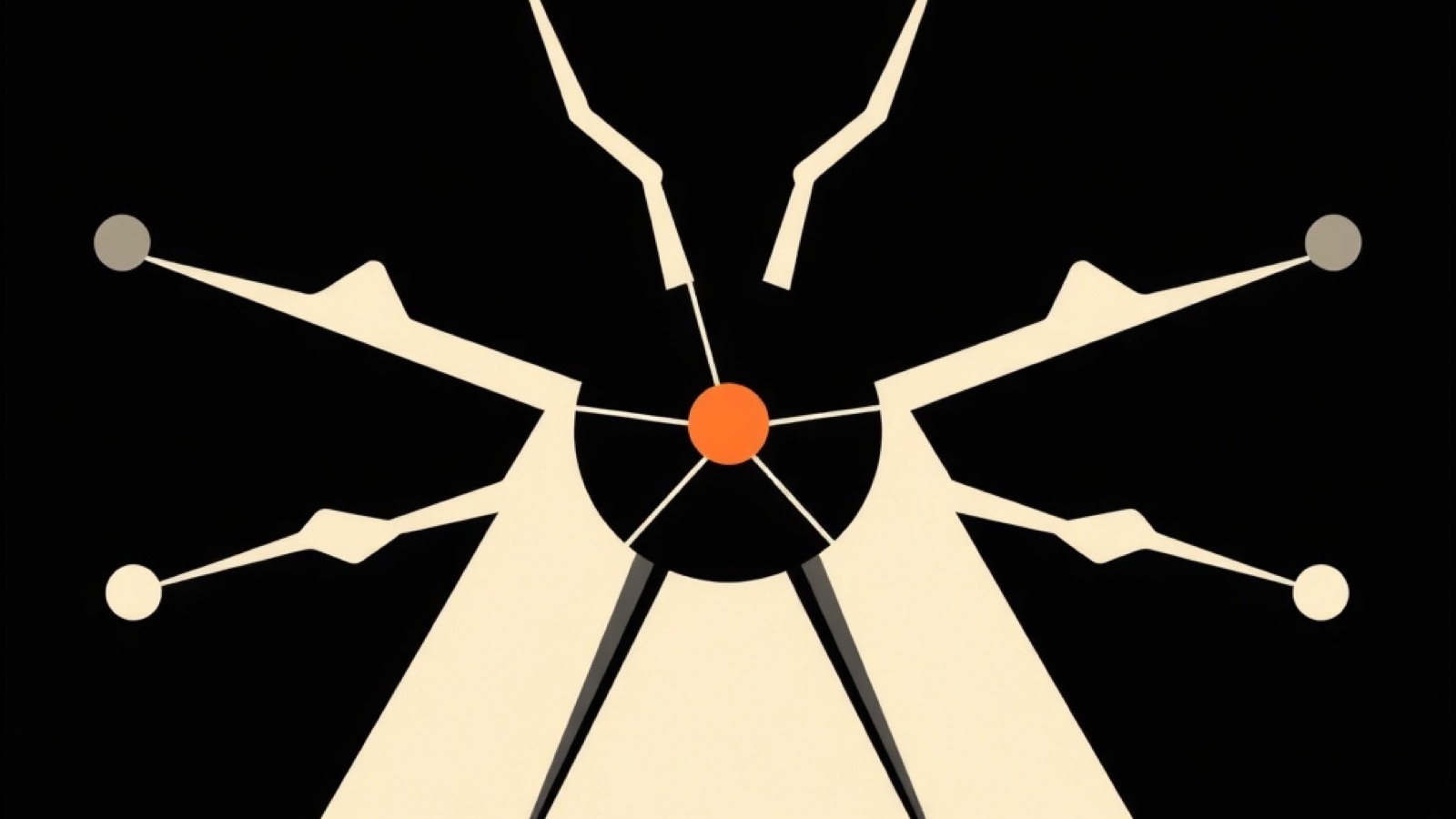 Illustration : un point orange central relié par des branches claires à des nœuds périphériques